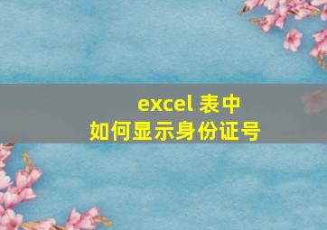 excel 表中如何显示身份证号